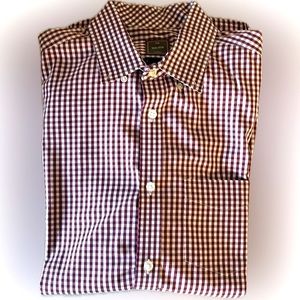 GAP | Men's Gingham bell burgundy buttoned down non-iron checkered Shirt